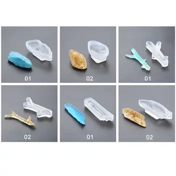 

6Pcs Branch Stone Epoxy Resin Molds Irregular Crystal Cluster Resin Pendant Mold