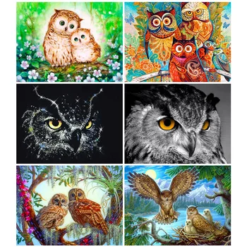 

HUACAN Diamond Painting Full Square New Arrival Owl Sale Diamond Embroidery Animal Farmhouse Home Decor