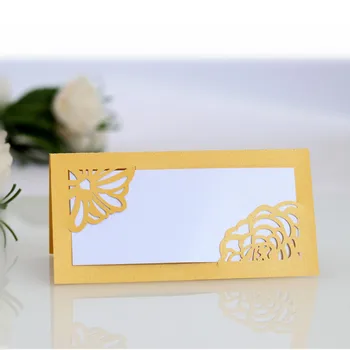 

100pcs New European Wedding Hollow Wedding Seats Card Golden Table Card Name Sign In Card Postcard Banquet Decoration 6ZDZ841
