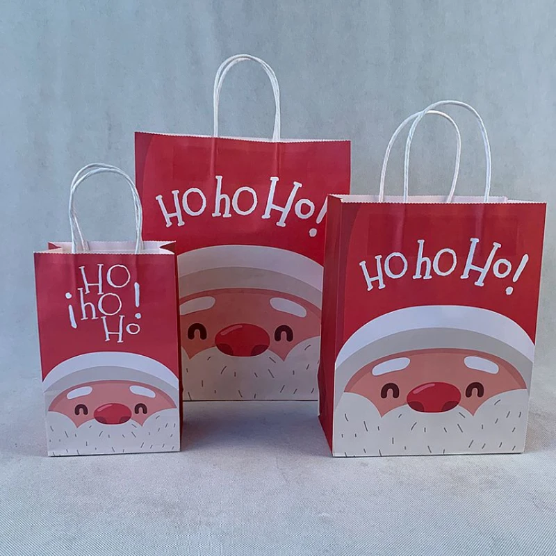 Red nose 50 шт Мультяшные Рождественский подарок сумка с ручками посылка Подарочная коробка для вечерние украшения для праздника вечерние поставка 10 выбор - Цвет: Red nose