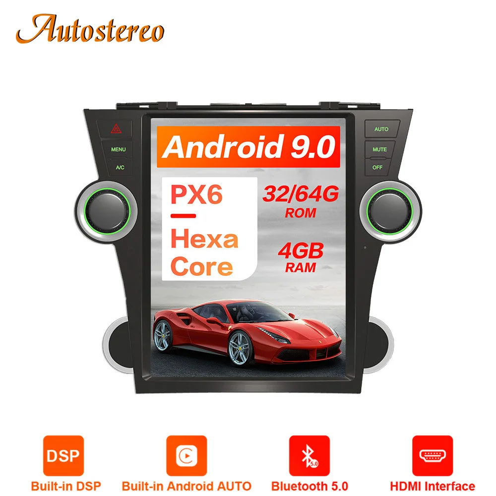 Автомагнитола Tesla для Toyota Kluger Highlander 2007-2013 Android 9 GPS-навигация стерео головное