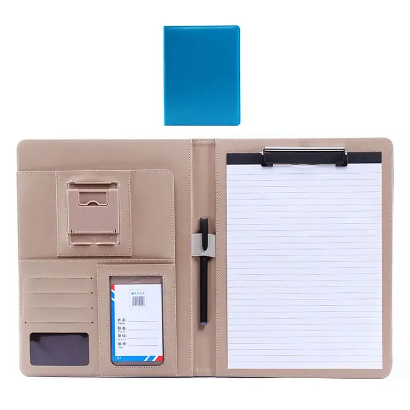 A4 PU Leather Clipboard Folder Multifunction Filing Document File Meeting Holder - Цвет: A-AB