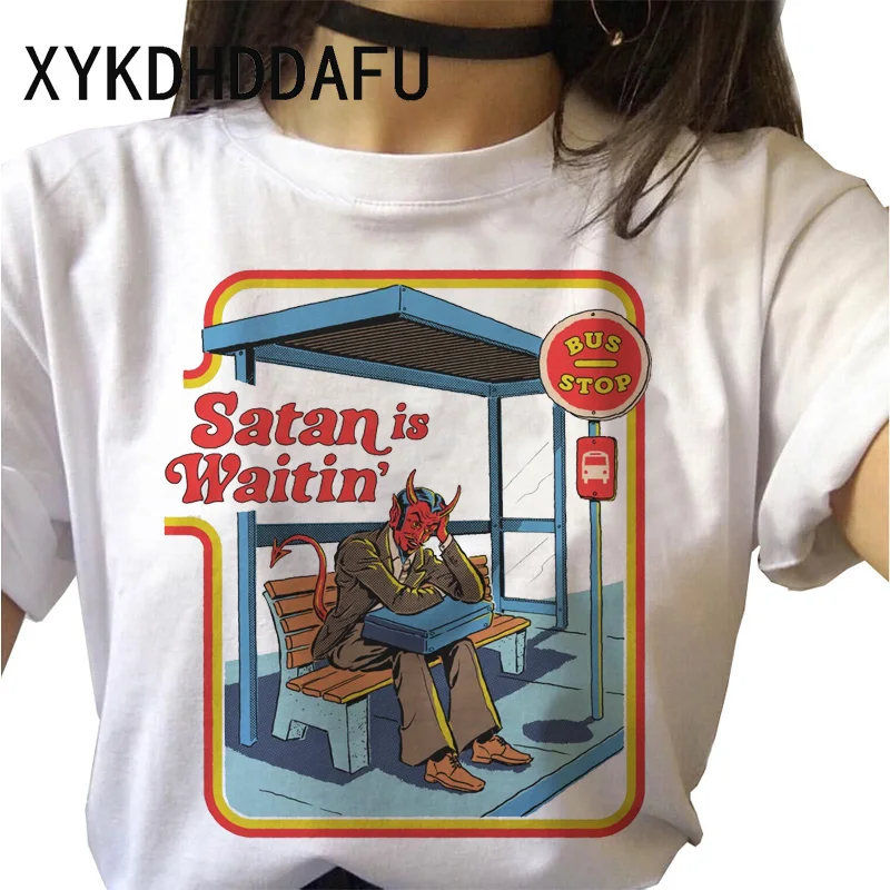 Camiseta de satán para mujer, remera harajuku de la muerte, demonios, satanismo, ropa de bafometo siniestro, polera satánica, top de estética siniestra para mujer