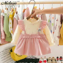 Melario Bunny Spring Kids Dress for Girls Long Sleeve Fake 2pc Dresses Love Newborn Body Clothes Toddler Baby Clothing 0-24m