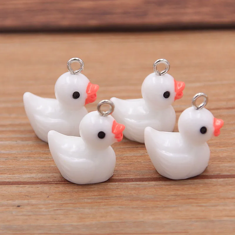 10Pcs 18X21MM Cute 5 Color Duck Resin Earring Charms Diy Findings Kawaii 3D Phone Keychain Bracelets Pendant For Jewelry Making 