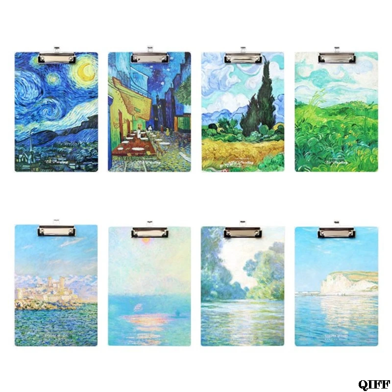 

A4 Oil Painting Clipboard Writing Pad File Folders Board Clip Document Holder School Office Stationery Supplies Aug. 14