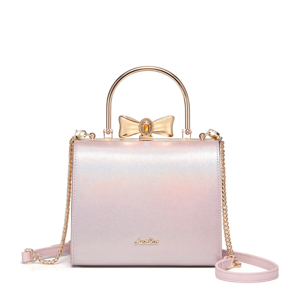 JUST STAR женские Сумки из искусственной кожи Дамская мода цепи лук плечо Tote кошелек