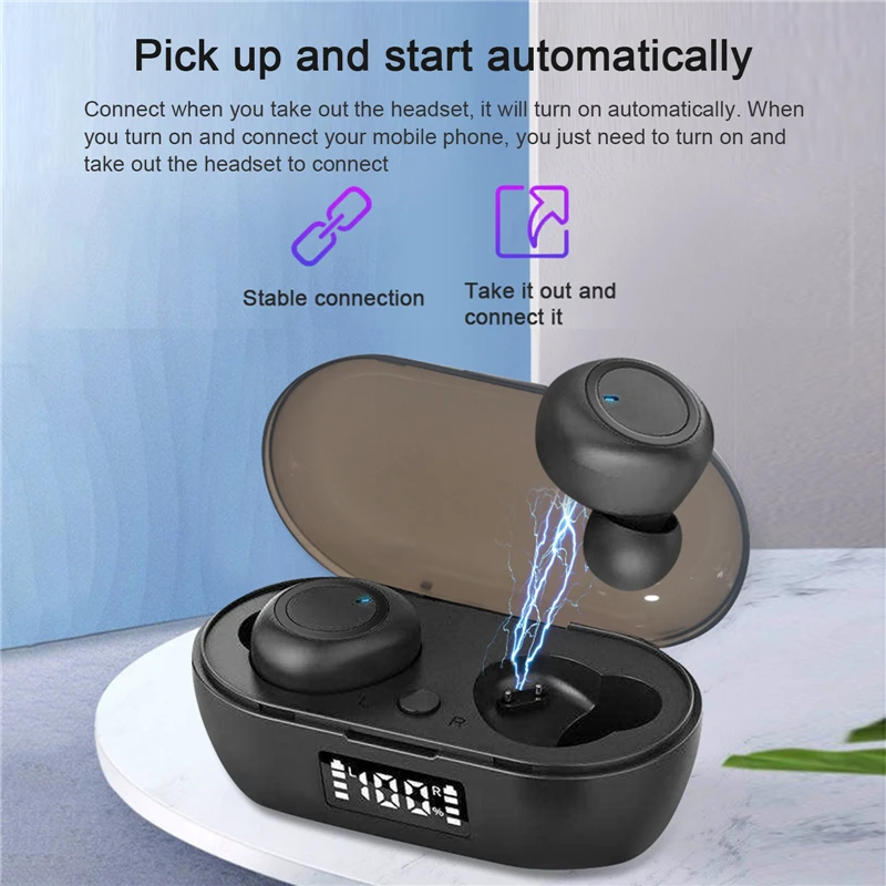 mini wireless headphones TWS bluetooth earphone Touch control Stereo earbuds with Digital Display Charging case for smartphones