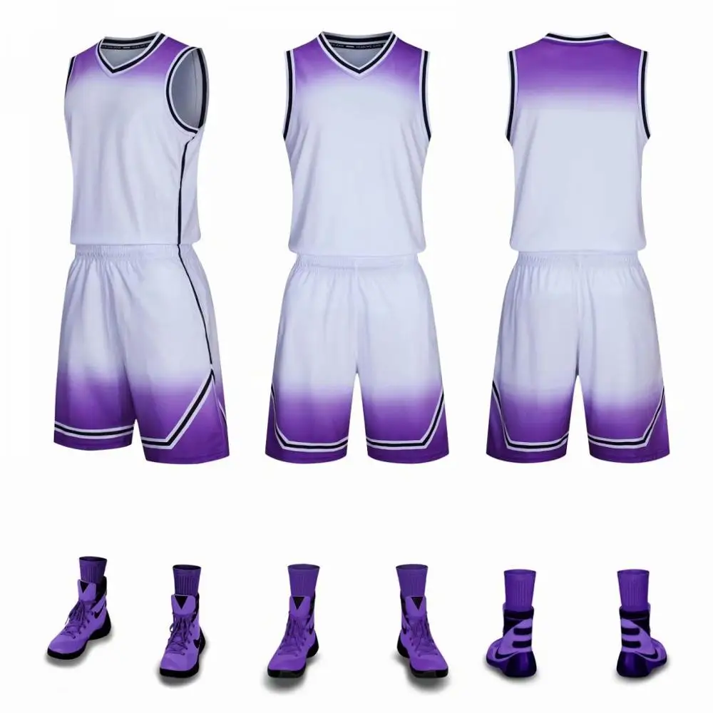 Men & Child Gradient Basketball Jersey + Short Sets , Youth Top College Basketball Training Uniforms Athlete Throwback Kits Suit