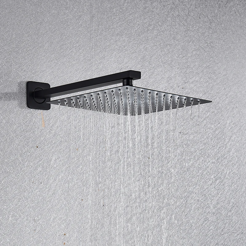 Matte Black Bathroom Shower B Digital Shower Faucet Set Rain Concealed Shower Three-Way Digital Display Function Shower Tap