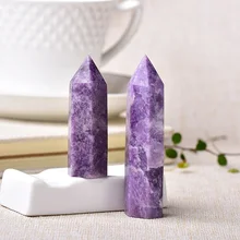 Pointe de cristal naturel Lapidolite guérison obélisque violet, 1 pièce, ornement de tour à Quartz pour décoration de maison, cadeau pyramide en pierre d'énergie Reiki