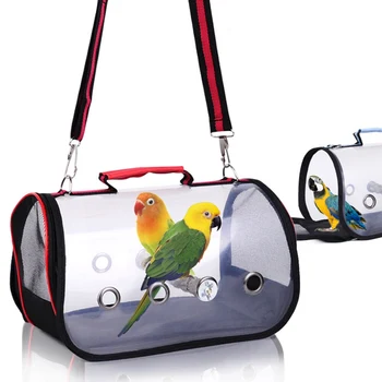 

Portable Lightweight Bird Cage Carrier Clear PVC Breathable Parrots Transparent Travel Bag Pet Supply