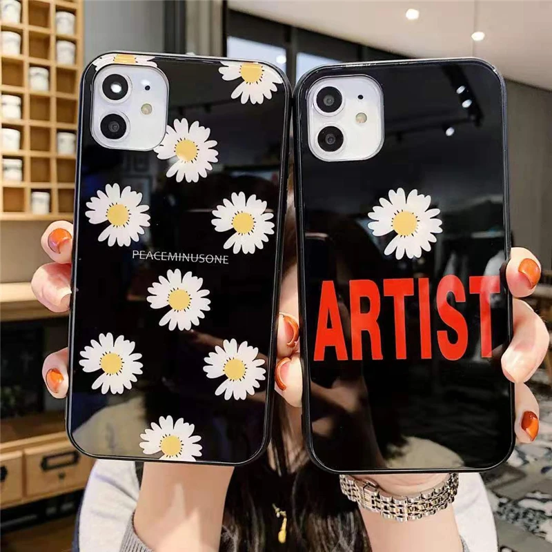 

Luxury peaceminusone G dragon Phone Case for Samsung S10 5G Plus S9 S8 Note 10 9 8 INS Stylish Fragment flower Glass Cover Coque
