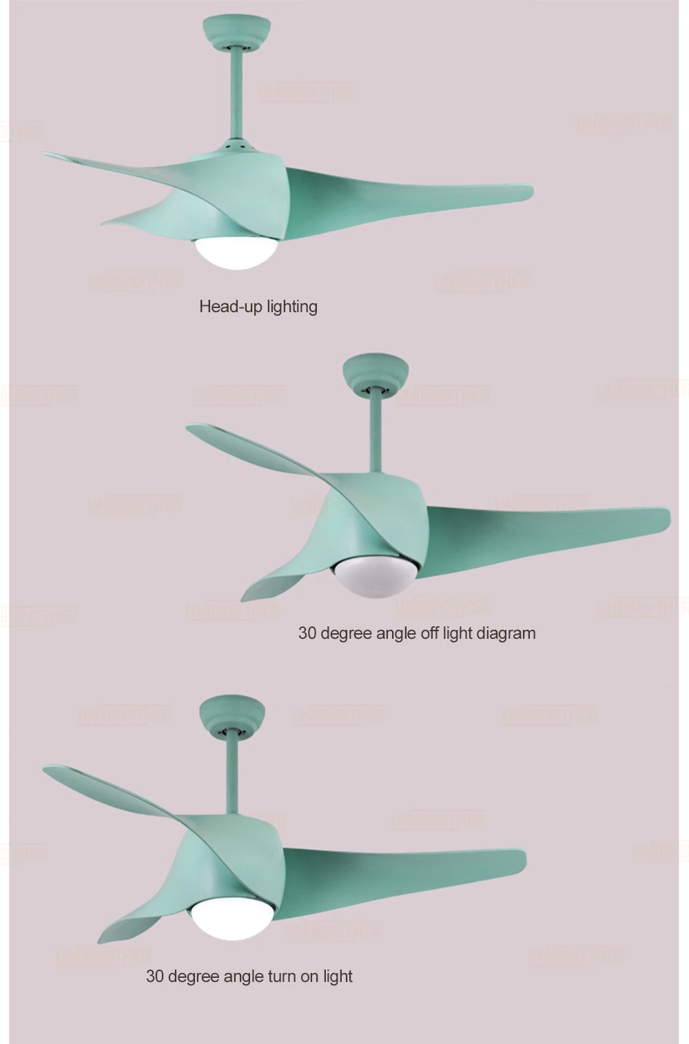 52 inch Ceiling Fans 3 Blades wooden American retro remote fan creative wood Curved surface 220v bedroom living room lighting