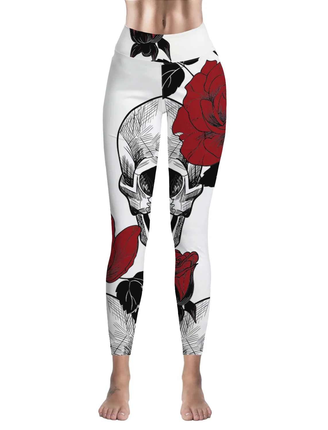 Леггинсы для фитнеса с розами и черепами, женские штаны для тренировок, леггинсы, Модные джеггинсы для бодибилдинга, женские штаны