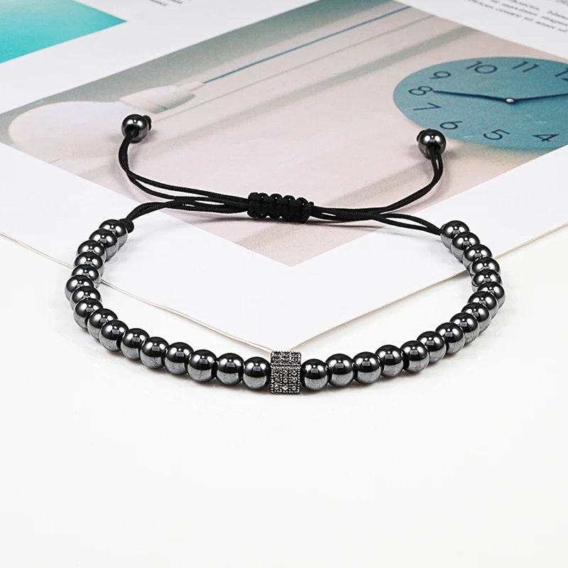 Новые модные мужские браслеты, регулируемый Шарм ручной работы, Pave CZ Cube Strand браслет из медного бисера для женщин, ювелирные изделия, Pulsera Hombre