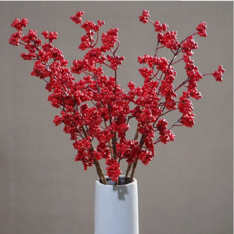 Ягоды Euonymus веточка Рождество и Весенний фестиваль украшения богатые фрукты Холли искусственный цветок
