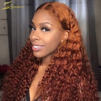 

Ginger Wig Orange Curly Wig Colored Transparent Lace Wigs Preplucked Frontal 13x6 Lace Front Human Hair Wigs Deep Wave for Women