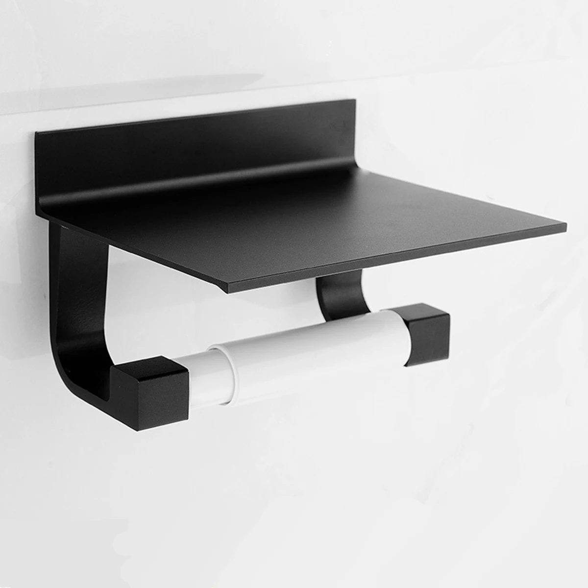 

Toilet Paper Holders Space Aluminum Multi-function Storage Hooks Bathroom Shelves with Ashtray Towel Shelf Phone Holder