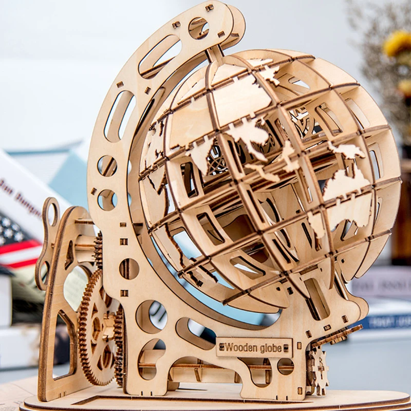 DIY 3D деревянная головоломка Глобус Модель Строительный набор детские игрушки для детей умные игры деревянная головоломка коробка Oyuncak украшение комнаты подарок