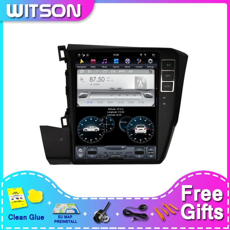WITSON Android 9 0 Tesla автомобильный DVD мультимедийный плеер для HONDA CIVIC 2012 4G RAM 32GB ROM |