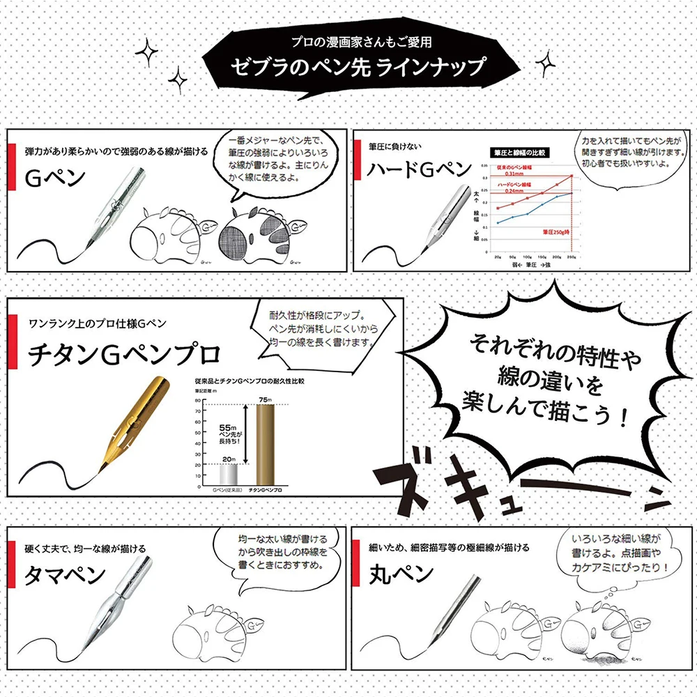 MYLIFEUNIT Tachikawa Comic G Nib Manga Pen (упаковка из 3)|Перьевые ручки| |