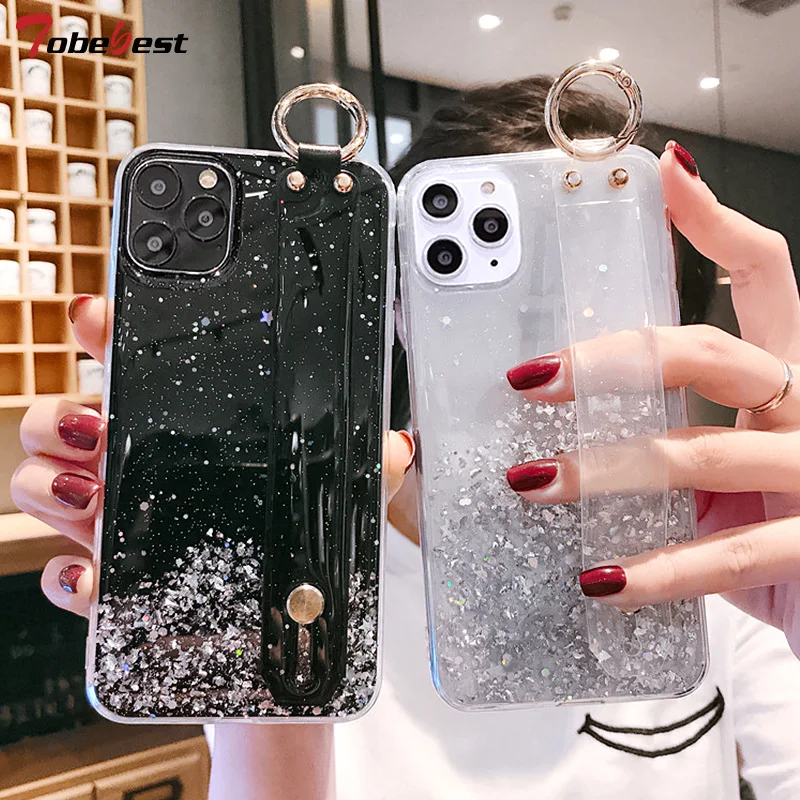 Glitter Wrist Strap Phone Case For Samsung Galaxy Series_voghion.com