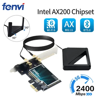 

3000Mbps Wifi 6 Intel AX200 PCIe Wireless Adapter WiFi Card Bluetooth 5.0 802.11ax Dual band 2.4G/5Ghz MU-MIMO For Desktop PC