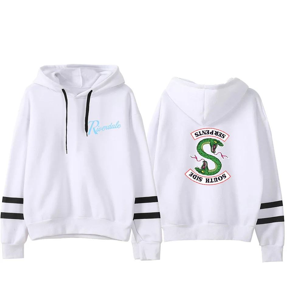 WAMNI Riverdale Hoodie Sweatshirts South Side Serpents Hoodie Women Long Sleeve Striped Pullover Tops Harajuku Hoodie Streetwear - Цвет: Белый