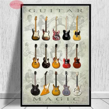 

NT959 Painting Compendium Guitars Guitar Various Types Collections Poster Print Wall Art Canvas Picture Living Home Room Decor