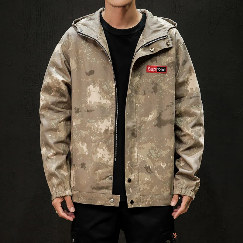 Мужская модная бейсбольная куртка на молнии с капюшоном Повседневная Уличная