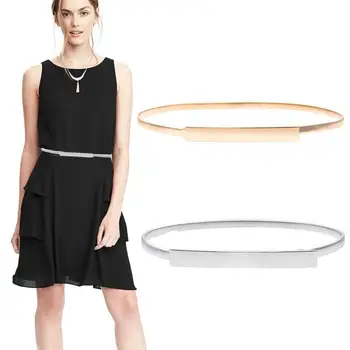 

Elastic Women Belts Gold Silver Chain Waist Belts Metal Plate Female Dress Belts Ladies Thin Stretch Waistband Ceinture Femme