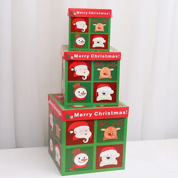 

2020 New Christmas Gift Box Festival Creative Lovely Big and Small Packing Boxes Christmas Folding Gift Box Three Piece Set