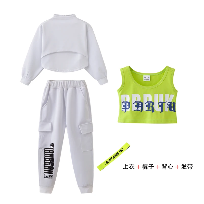 1 Children's jazz dance costumes children's girls hip-hop dance hip-hop dance clothes exposed navel suits tide clothes costumes - Цвет: 1