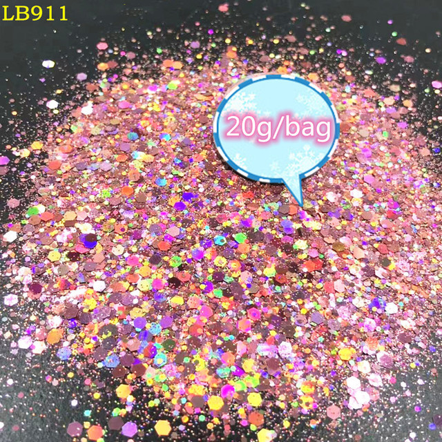 Laser Hexagon Holographic Chunky Glitter Nail Tips Glitter Powder Mermaid  Flakes Sparkly Glitter Resin Crystal mud