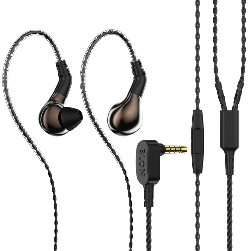 BLON BL-03 10 мм карбоновая диафрагма Динамический драйвер в ухо наушники HIFI DJ бег спортивные наушники съемный 2Pin кабель - Цвет: Light Gun With Mic