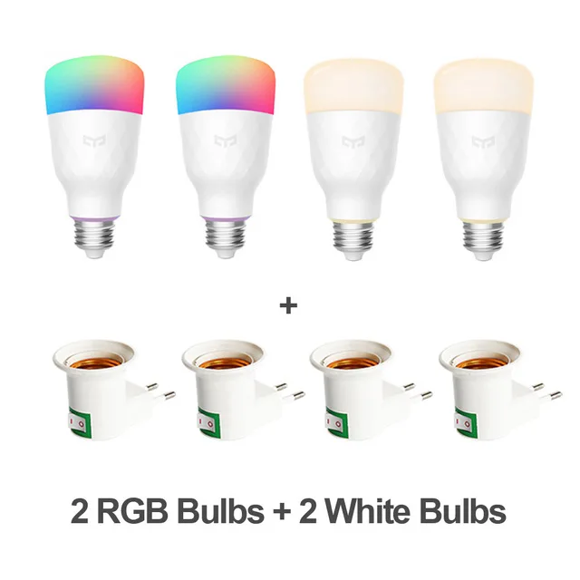 2 RGB and 2 White Yeelight, умный светодиодный светильник, RGB, цветной, E27, 10 Вт, 800 люменов, умная лампа Xiaomi Mijia, смартфон, WiFi, пульт дистанционного управления - Испускаемый цвет: 2 RGB and 2 White