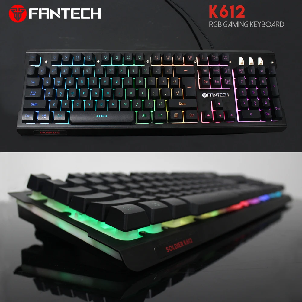 FANTECH K612 USB RGB клавиатура 19 кнопок без коллизий 104 клавиш игровая клавиатура для ПК ноутбука геймера и геймера клавиатуры