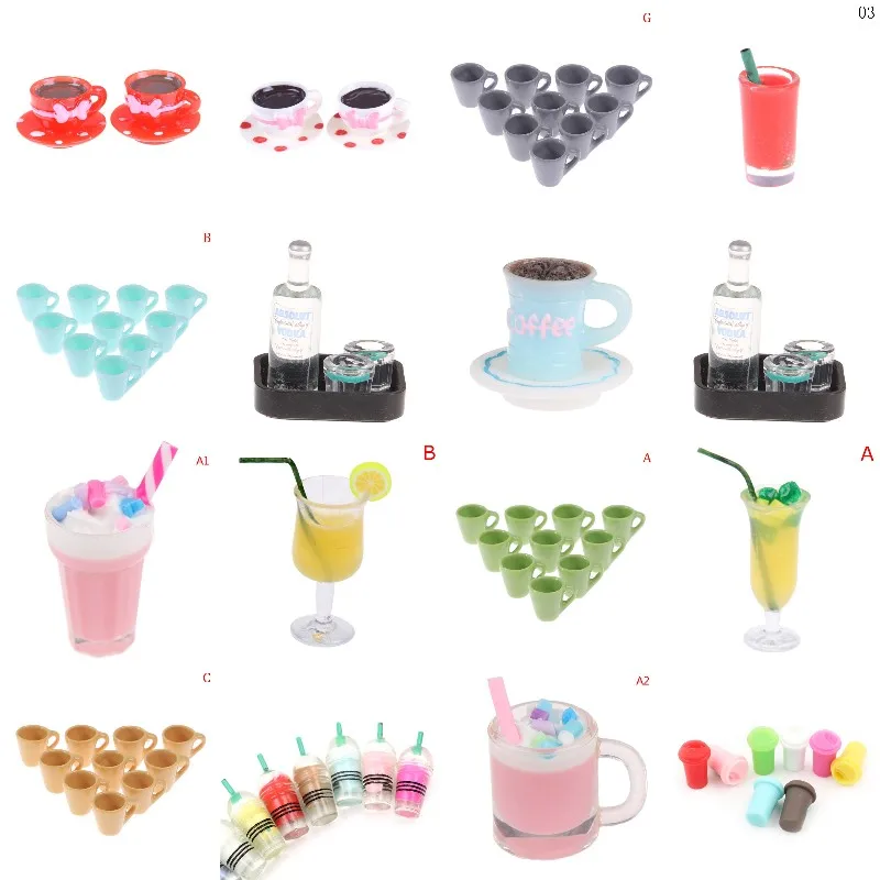 

38 Styles Mini Lemon Water Cup Doll House Accessories Cups Toy Small Decoration Gifts 1:12 Dollhouse Miniature Furniture Toys