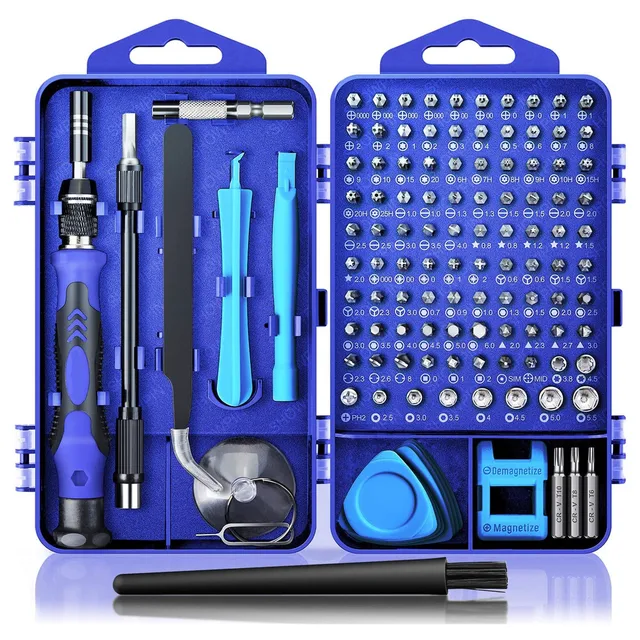 Computer Repair Kit,122 in 1 Magnetic Laptop Screwdriver Kit, Precision Screwdriver Set, Small Impact Screw Driver Set with Case 122 in 1 Blue