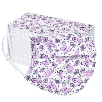 

Mascarilla 100pcs Disposable Face Mask For Adults Dustproof Fabric Health Filter Hygiene Masks Butterfly Pattern Women Masque