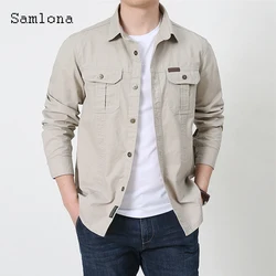 Samlona – chemisier à simple boutonnage pour homme, haut Sexy et décontracté, grande taille, printemps, 2022 