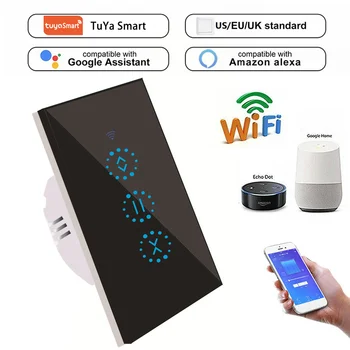 

3 Gang EU US WiFi Electric Touch Blinds Curtain Tuya Switch Smart Home Automation Voice Control Works With Alexa Google Home