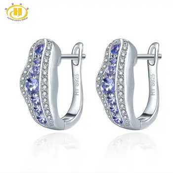

Hutang Tanzanite Women's Clip Earrings Solid 925 Sterling Silver Natural Gemstone Fine Elegant Jewelry for Gift New Arrival