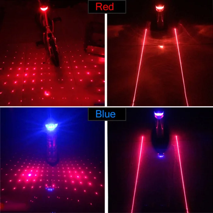 5LED+ 2 Лазерный светильник для горного велосипеда и велосипеда, лазерный задний светильник для велоспорта, Предупреждение ющий задний фонарь, 7 моделей THJ99