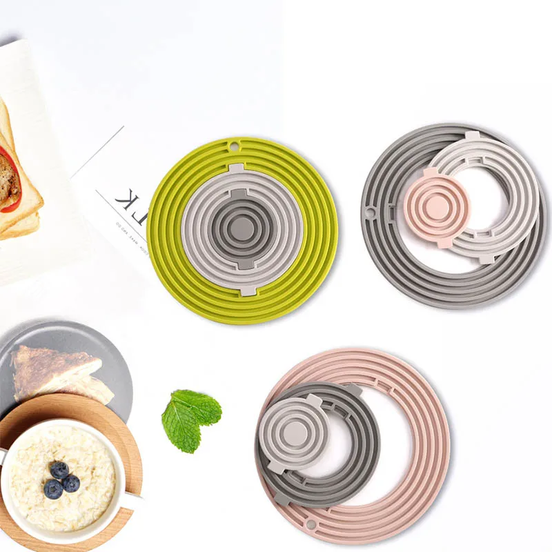 

Bowls Coasters Table Decor Multifunction Cup Pad 3 In 1 Kitchen Accessories Round Shape Insulation Mat Silicone