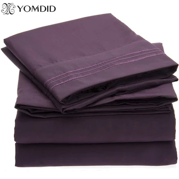 

Solid color Bedding Set Flat sheet Fitted sheet Pillowcase 4pcs US Twin Full Queen King California King Brief style Bed linens