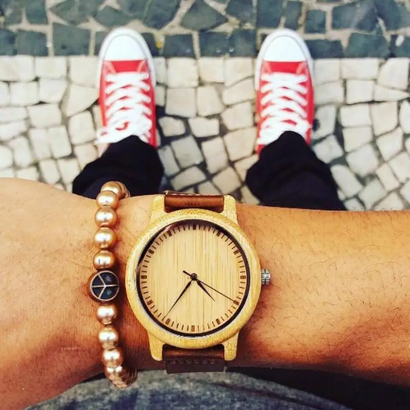 Модные креативные полностью из натурального дерева мужские часы ручной работы из бамбука для мужчин и женщин деревянный браслет кварцевые наручные часы