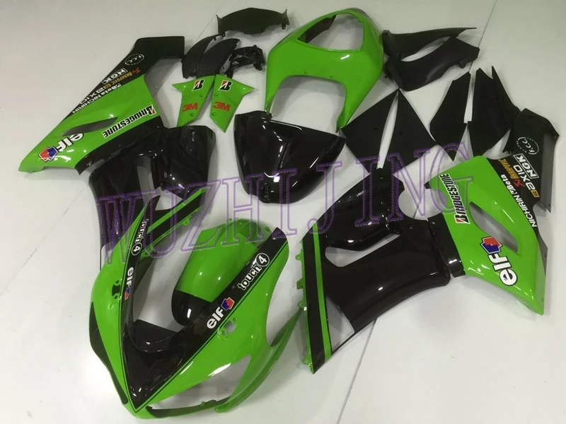 Пластик Обтекатели для Кавасаки ZX6r 06 обтекатель для Kawasaki ZX6r 06 зеленый черные кузовные комплекты для Kawasaki ZX6r 2005-2006