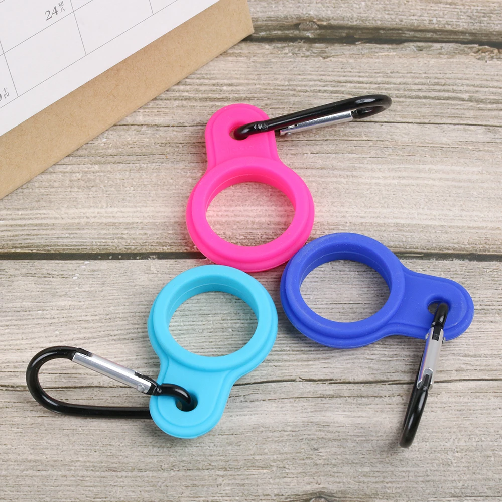 Water Bottle Holder Aluminum Sports Kettle Buckle Outdoor Carabiner Rubber Buckles Hook 1PC